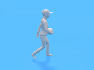 low poly walking kid with a ball 3D Model