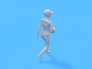 low poly walking kid with a ball 3D Model