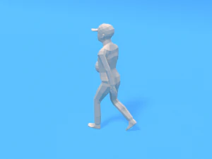 low poly walking kid with a ball 3D Model