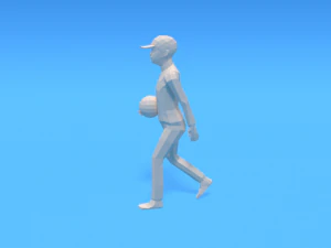 low poly walking kid with a ball 3D Model