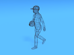 low poly walking kid with a ball 3D मॉडल
