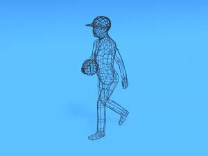 low poly walking kid with a ball 3D Model