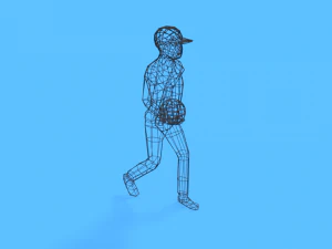 low poly walking kid with a ball 3D Model