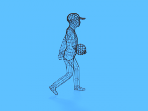 low poly walking kid with a ball 3D मॉडल