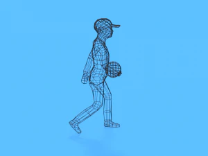 low poly walking kid with a ball 3D Model