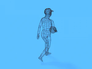 low poly walking kid with a ball 3D Model