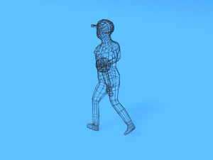 low poly walking kid with a ball 3D Model