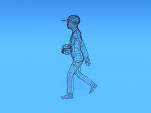 low poly walking kid with a ball 3D Model