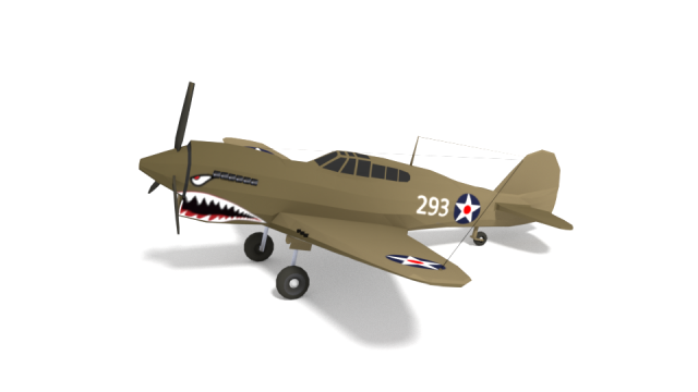 low poly curtiss p-40 warhawk airplane 3D Model .c4d .max .obj .3ds .fbx .stl .blend 