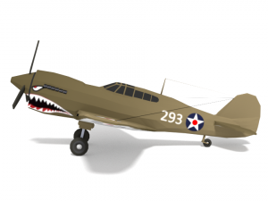 low poly curtiss p-40 warhawk airplane 3D Model