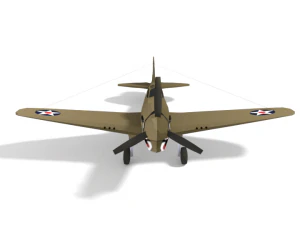 low poly curtiss p-40 warhawk airplane 3D Model