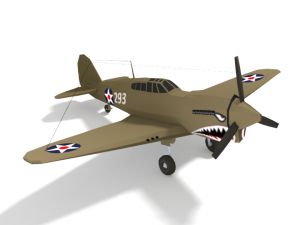 low poly curtiss p-40 warhawk airplane 3D Model