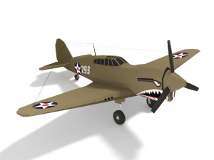 low poly curtiss p-40 warhawk airplane 3D Model