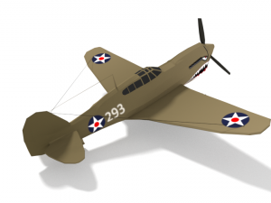 low poly curtiss p-40 warhawk airplane 3D Model