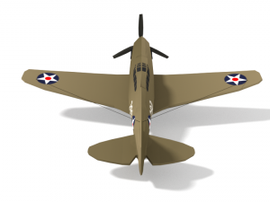 low poly curtiss p-40 warhawk airplane 3D Model