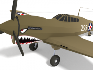 low poly curtiss p-40 warhawk airplane 3D Model