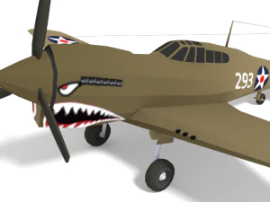 low poly curtiss p-40 warhawk airplane 3D Model