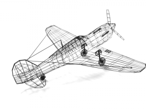 low poly curtiss p-40 warhawk airplane 3D Model