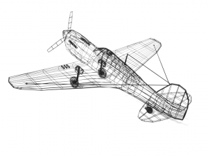 low poly curtiss p-40 warhawk airplane 3D Model