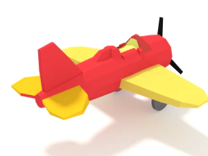 low poly cartoon airplane toy 3D Model