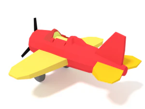 low poly cartoon airplane toy 3D Model