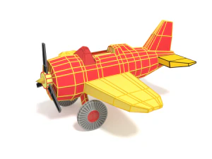 low poly cartoon airplane toy 3D Model