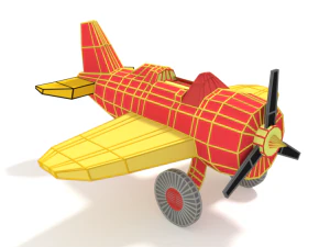 low poly cartoon airplane toy 3D Model