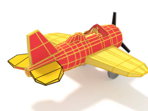 low poly cartoon airplane toy 3D Model