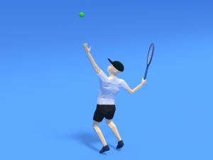 low poly kid playing tennis Modèle 3D