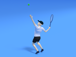 low poly kid playing tennis 3D Model