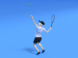 low poly kid playing tennis 3D Model