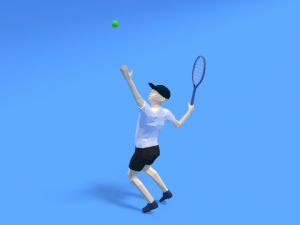 low poly kid playing tennis 3D Model
