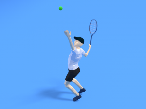 low poly kid playing tennis 3D Model