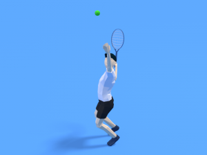 low poly kid playing tennis 3D Model