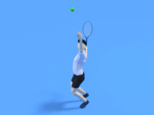 low poly kid playing tennis 3D Model