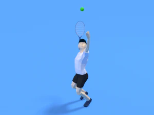 low poly kid playing tennis 3D Model