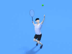 low poly kid playing tennis 3D Model