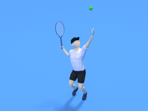 low poly kid playing tennis 3D Model
