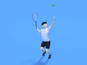 low poly kid playing tennis 3D Model