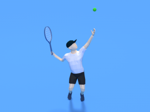 low poly kid playing tennis 3D Model