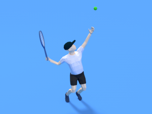 low poly kid playing tennis 3D Model