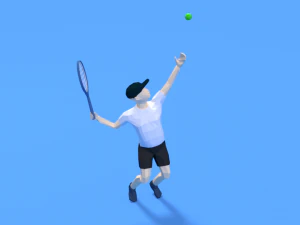 low poly kid playing tennis 3D Model