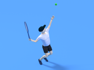 low poly kid playing tennis 3D Model