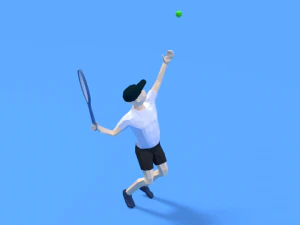 low poly kid playing tennis 3D Model