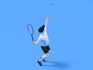 low poly kid playing tennis 3D Model