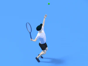 low poly kid playing tennis 3D Model
