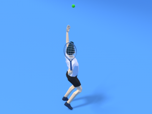 low poly kid playing tennis 3D Model