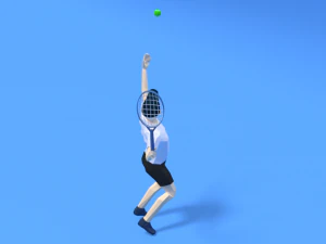 low poly kid playing tennis 3D Model