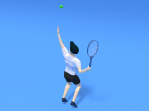low poly kid playing tennis 3D Model