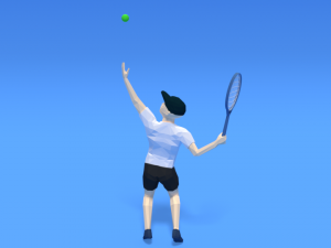 low poly kid playing tennis 3D Model